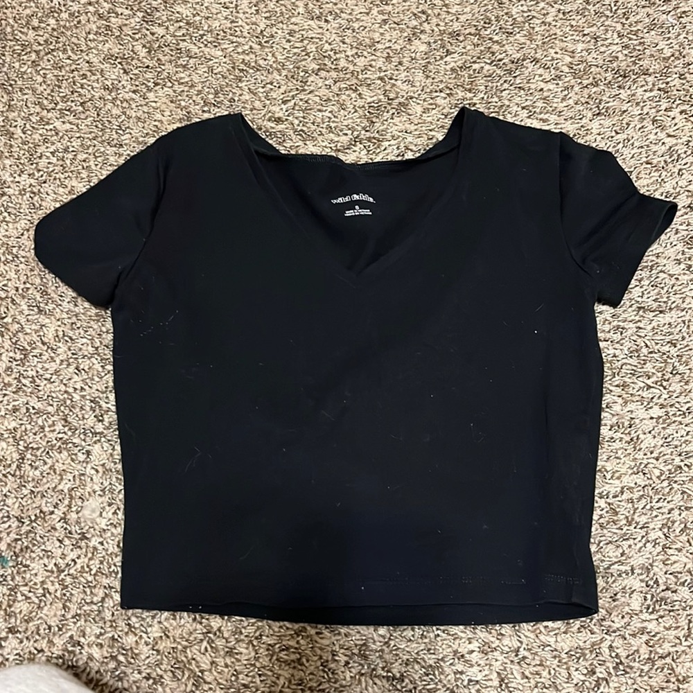 Black Cropped V Neck